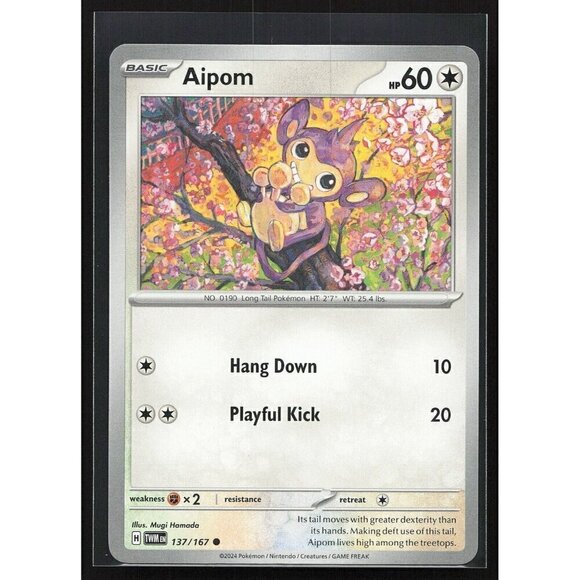 Pokemon TCG - Aipom - 137/167 - Twilight Masquerade - Near Mint or  Better - Picture 1 of 2